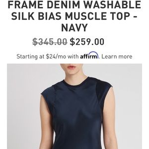 Frame Denim Silk Navy Muscle Shirt L